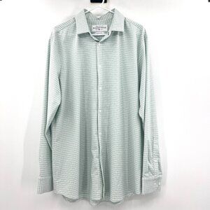 Mizzen+Main Leeward Green White Plaid Long Sleeve Button Front Shirt XXL Trim